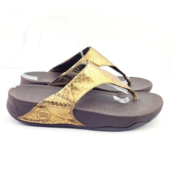 Fit‎ Flop Gold Animal Print Sandals - Size 9 - Picture 3 of 8
